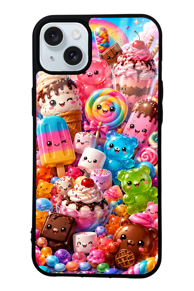 iPhone 15 Plus Kawaii Candy Party Design Glossy Phone Case
