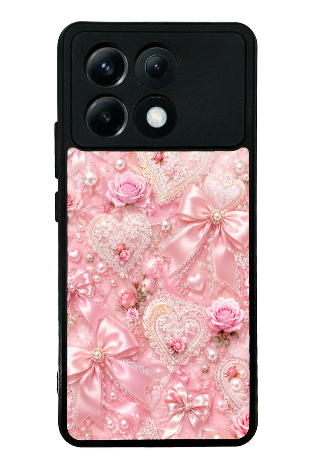 Xiaomi Poco X6 Pro Pink Lace Romance Design Glossy Phone Case