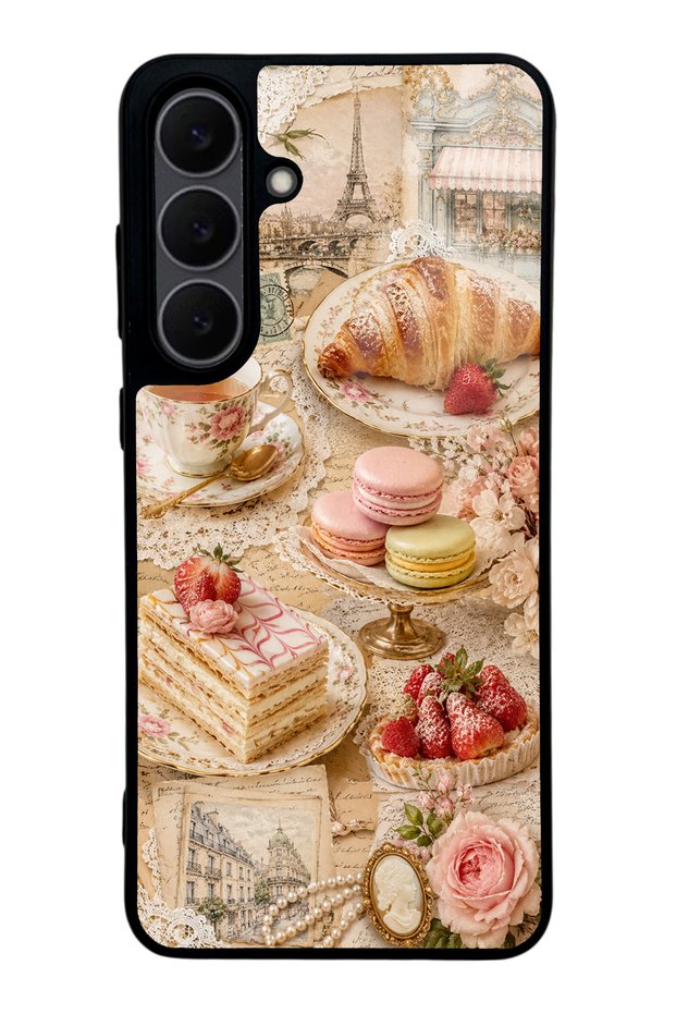 Samsung S25 Fe Paris Tea & Pastry Design Glossy Phone Case