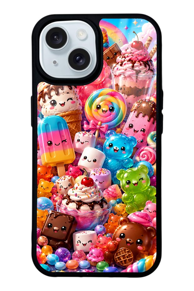 iPhone 15 Kawaii Candy Party Design Glossy Phone Case