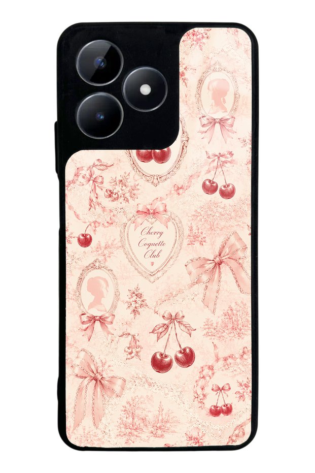 Realme C53 Glossy Phone Case with Cherry Coquette Toile Design