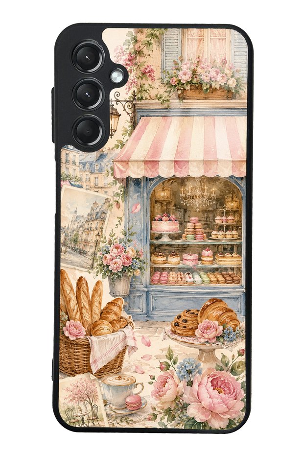Samsung A24 Paris Café Bloom Design Glossy Phone Case