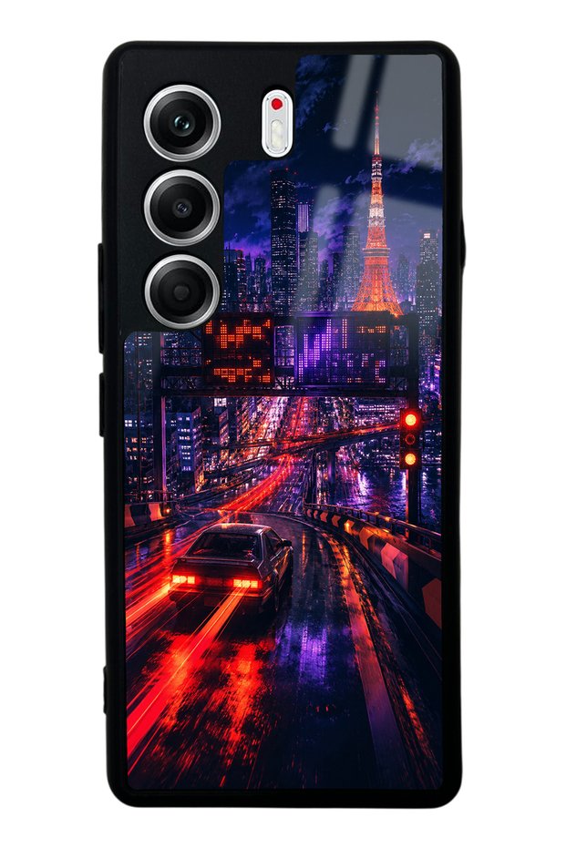 Tecno Camon 40 Pro Neon Tokyo Nights Design Glossy Phone Case