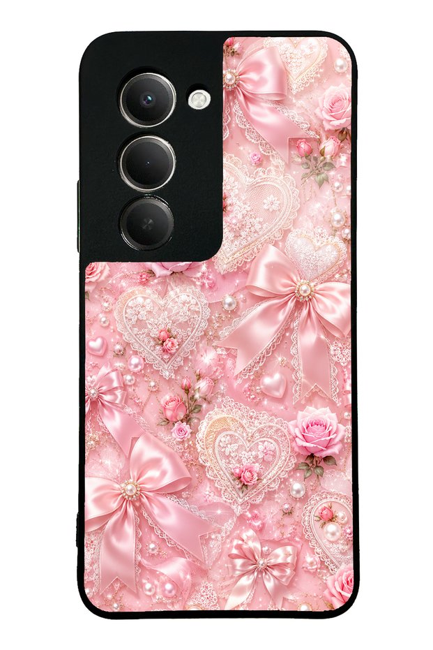 Xiaomi Redmi 15 Glossy Phone Case with Pink Lace Romance Design