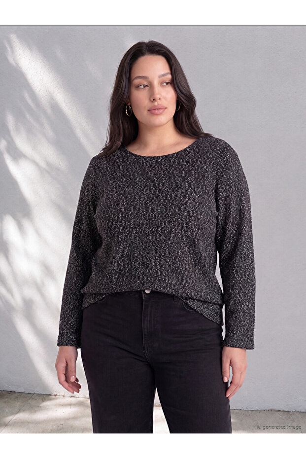 Peak New Season Black Plus Size Patterned Blouse