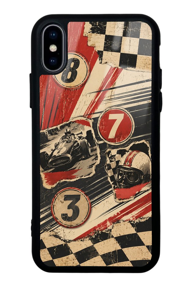 iPhone X Retro Racing No. 7 Design Glossy Phone Cases
