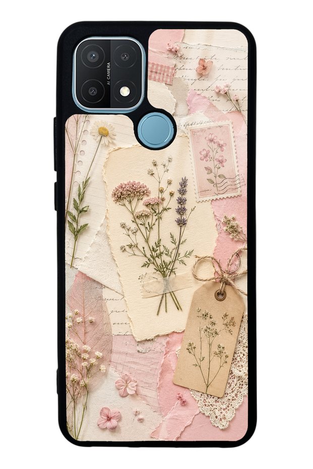 Oppo A15S Glossy Phone Case with Blush Herbarium Design