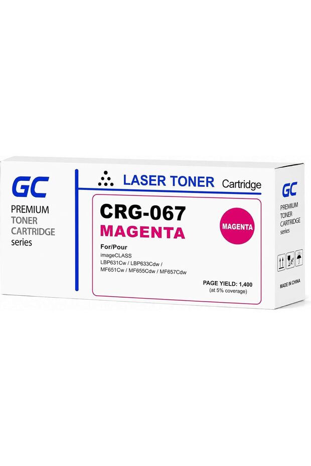 CRG-067 Compatible Toner (CRG-067) for Canon Color imageCLASS LBP632Cdw, LBP633Cdw, MF652Cdw, MF653Cdw, MF654Cdw, MF656Cdw Canon i-SENSYS LBP631Cw, LBP633Cdw, MF651Cw, MF655Cdw, MF657Cdw– Magenta