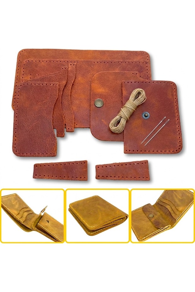 DIY Ahura Leather Wallet Making Kit, DIY Handmade Wallet Card Holder Kit with 3 Card Sleeves