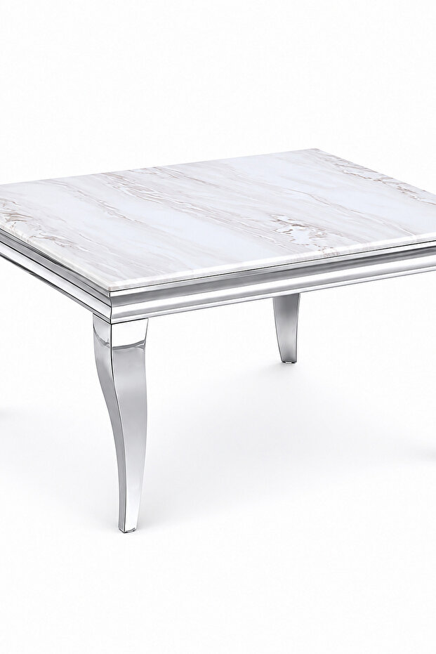 طاولة ستيل رخام مربع 9090 911 SILVER