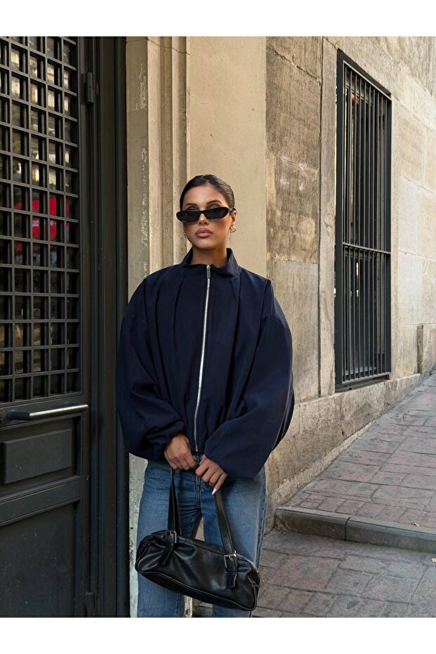 Drawstring Bomber Trench Jacket