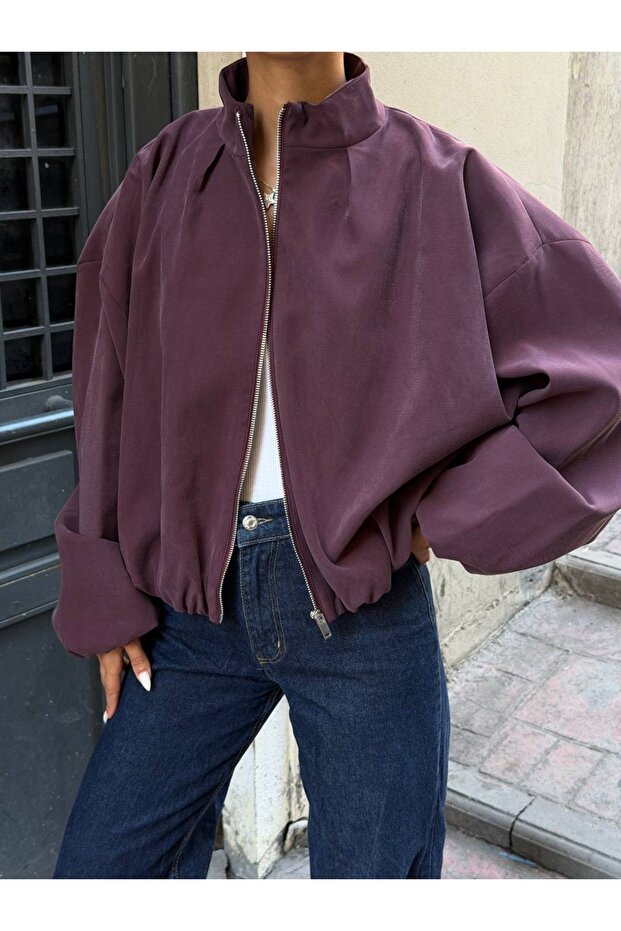Drawstring Bomber Trench Jacket