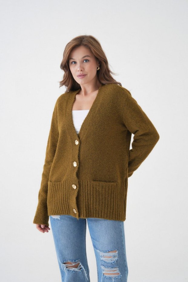 Long Sleeve Oversize Thick Knit Loose Knitwear Cardigan Aw26Hi0016