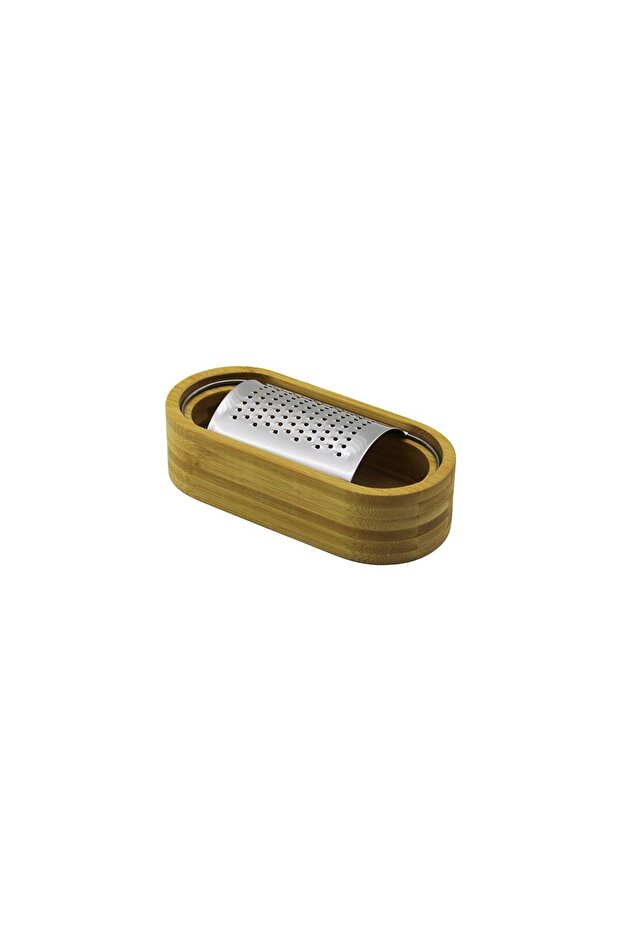 Wooden Bamboo Chamber Horizontal - Oval Metal Bombed Fruit Reader 7 X 15.5cm (K0)