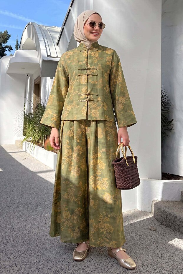 Patterned Kimono Set 262315 - Green