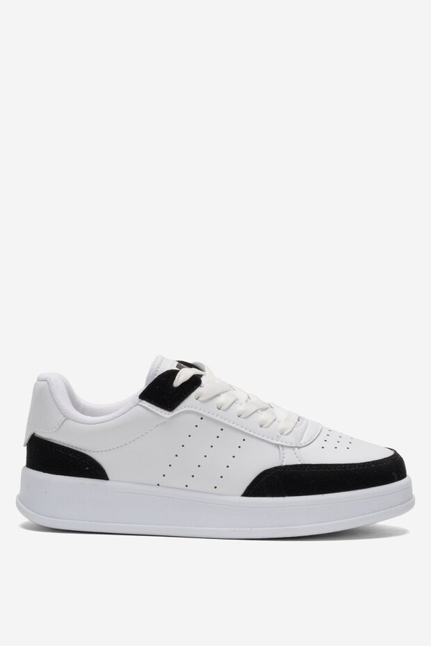 Unisex Flat Light Sole Sneaker Shoes White - Black