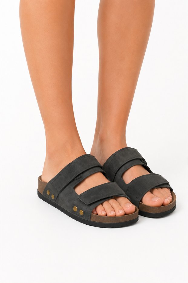 Unisex Velcro Slippers Black