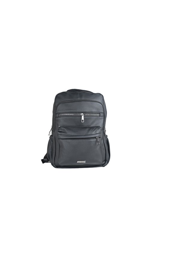 Duki Daso Premium Black Faux Leather Stylish Backpack, Multi-Pocket Comfortable Casual and Travel Bag |   S