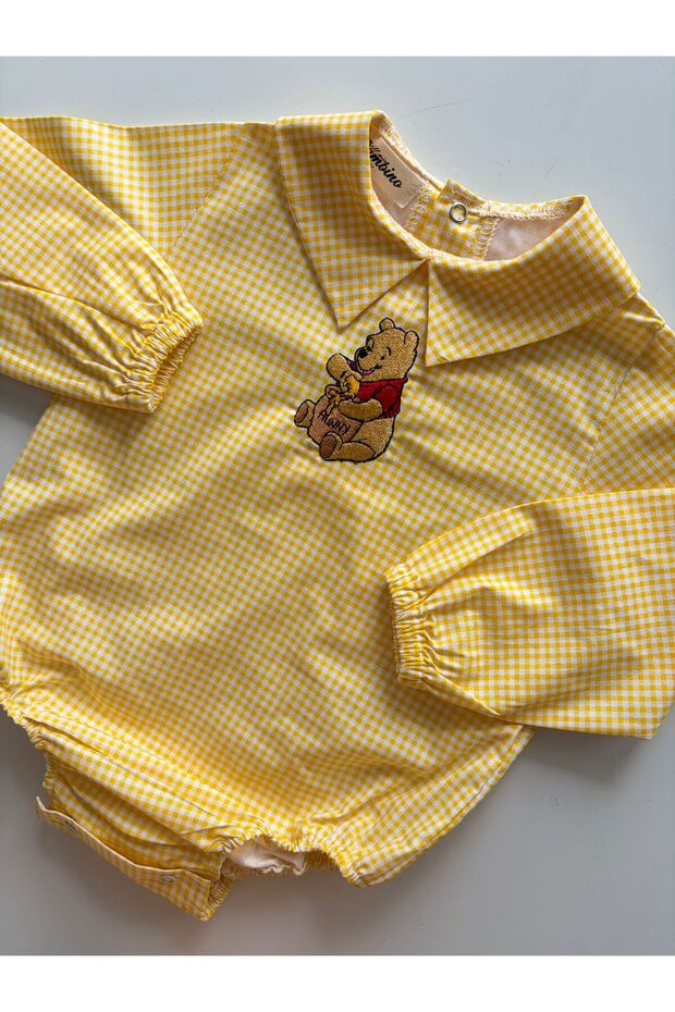 Handmade 100% Cotton Poplin Fabric Pooh Concept Baby Shirt