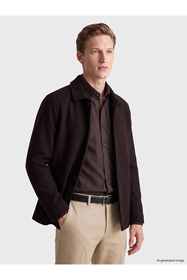 Sparkling Choices from Shining Store Standard Fit Shirt Roba Collar Men's Cashmere Jacket