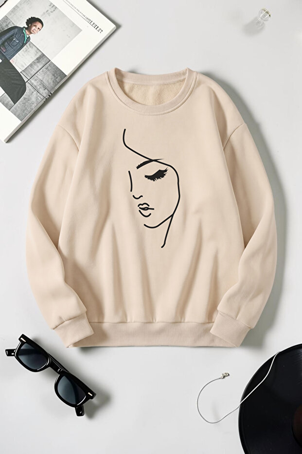 Unisex Silhouette Printed Crew Neck Sweatshirt