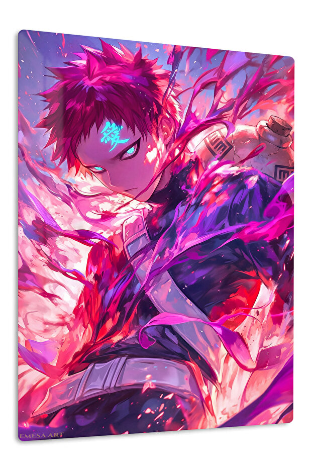 Red-Haired Anime Warrior Anime Metal Wall Art