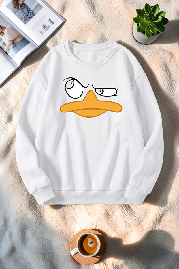 Unisex Duffy Printed Crew Neck Sweatshirt