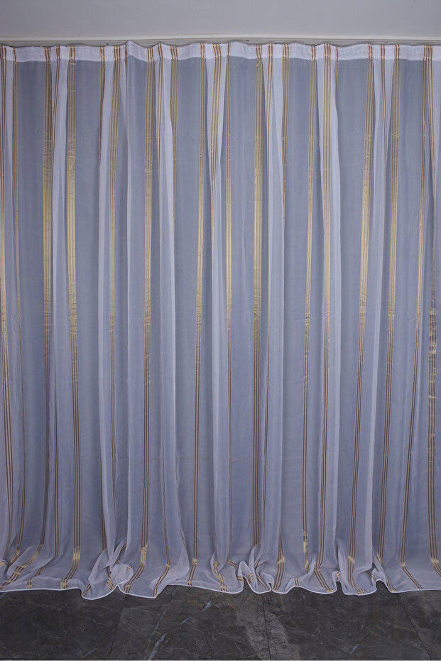 Tergal 1120 Model White Color Single Wing Ready-Made Pleated Background Curtain 300*260 cm