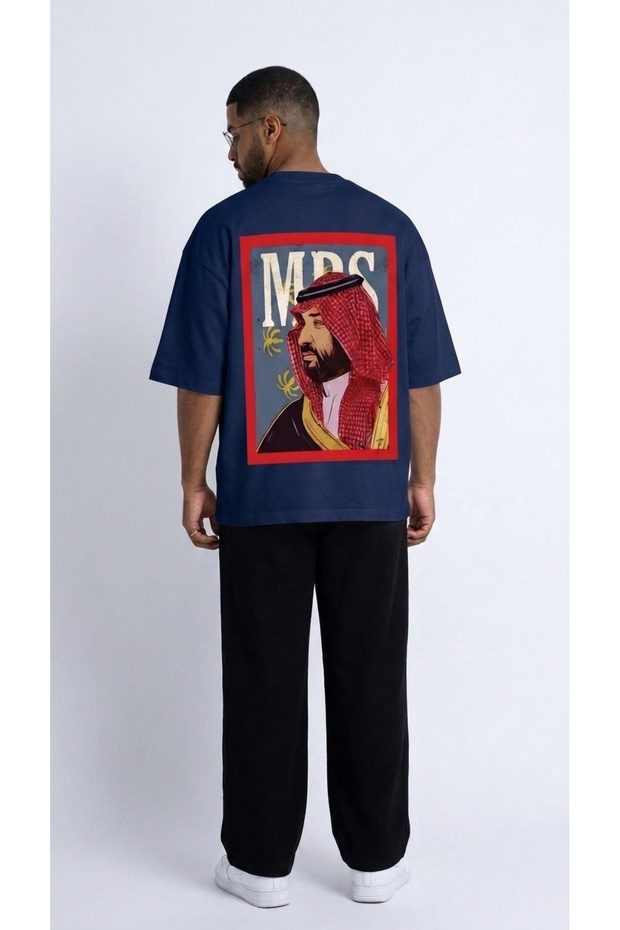 Saudi Arabia Themed Arabian Portrait Large Back Print Graphic T-Shirt