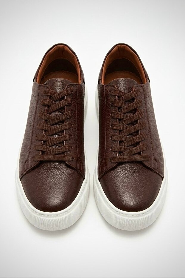 Men's Genuine Leather Brown Sports Shoes