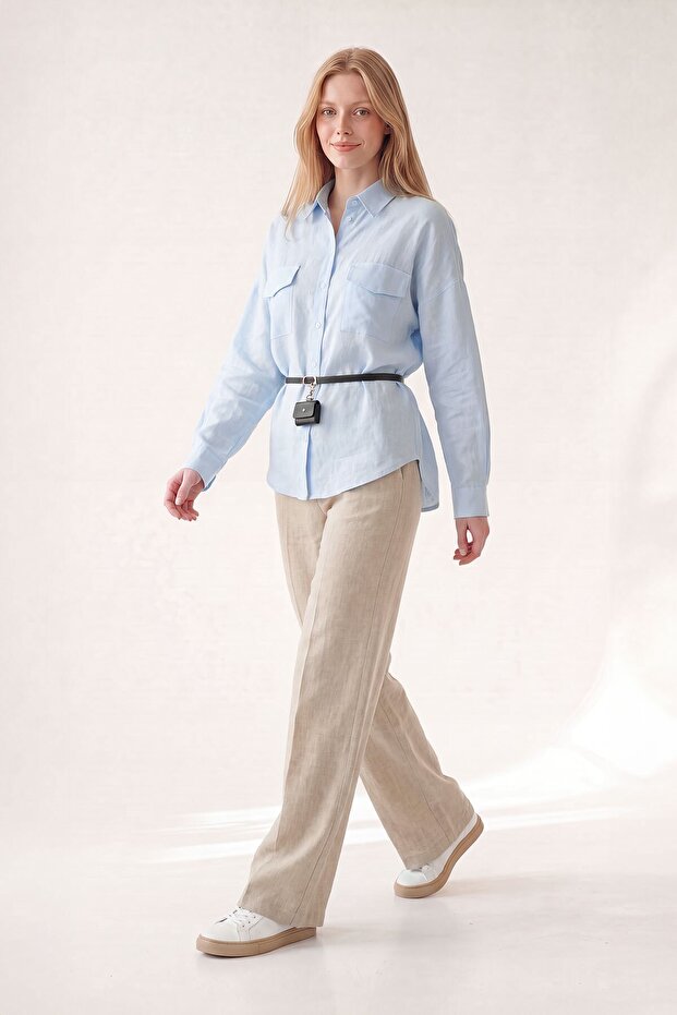 Blue Belt Detailed Shirt