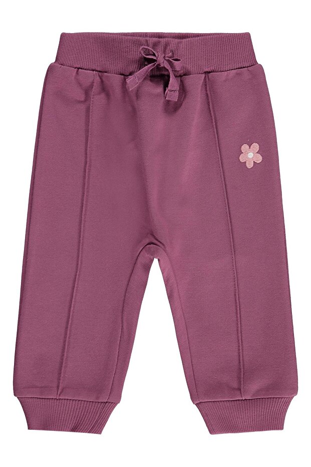 Floral Embroidered Basic 6-18 Months Sweatpants - Lilac