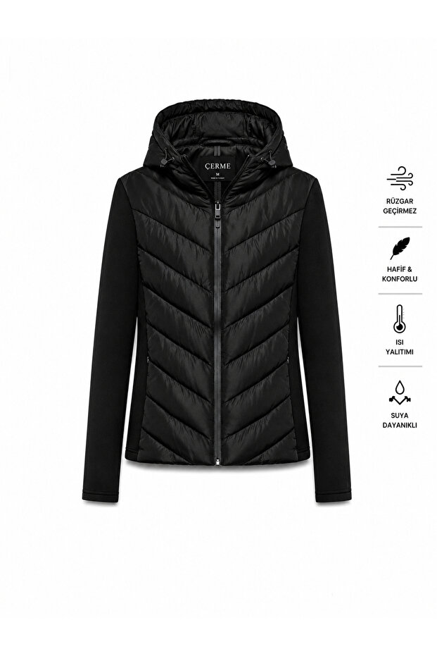 Women's Black Hooded Puffer Jacket