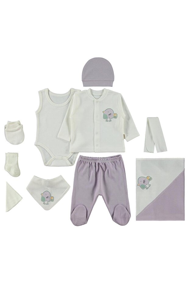 Cute Parrot Bodysuit Sets - Lilac