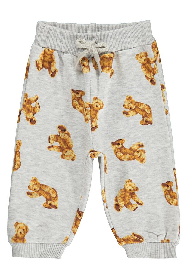 Teddy Bear Printed 6-18 Months Sweatpants - Gray