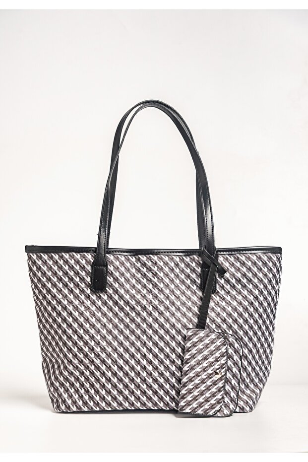 Women's Patterned Zippered Wallet Detailed Shoulder Bag