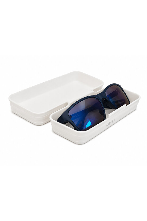 White Glasses Box Hard Plastic Eyeglass Carrying Box with Lid Eyeglass Storage Container Stylish Design