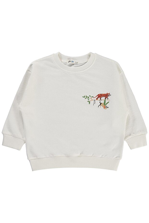Animals Printed Sweatshirt for Ages 2-5 - Ecru