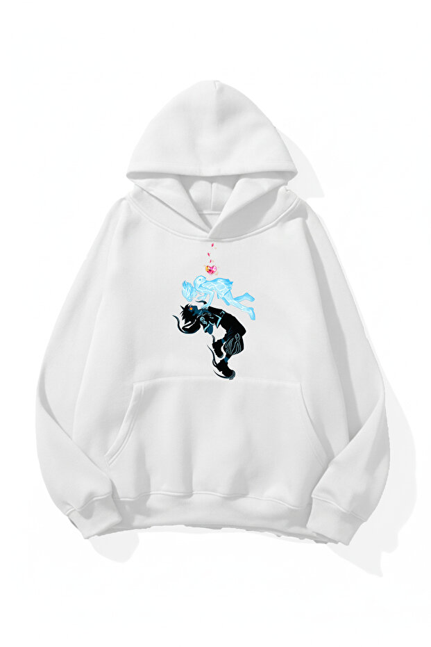 Unisex Soft Textured Two Souls in One Printed Design Oversize 3 Thread Hoodie Sweatshirt