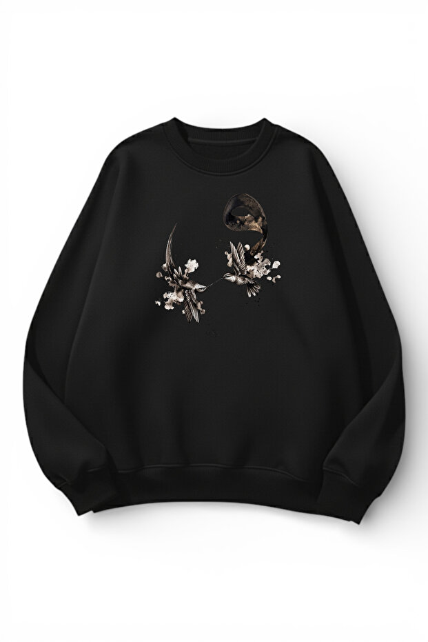 Unisex Soft Textured Sufism Printed Design Oversize 3 Thread Crew Neck Sweatshirt