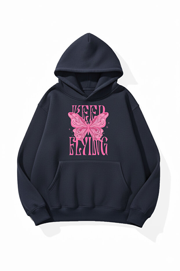 Unisex Soft Textured Nobility Printed Design Oversize 3 Thread Hoodie Sweatshirt
