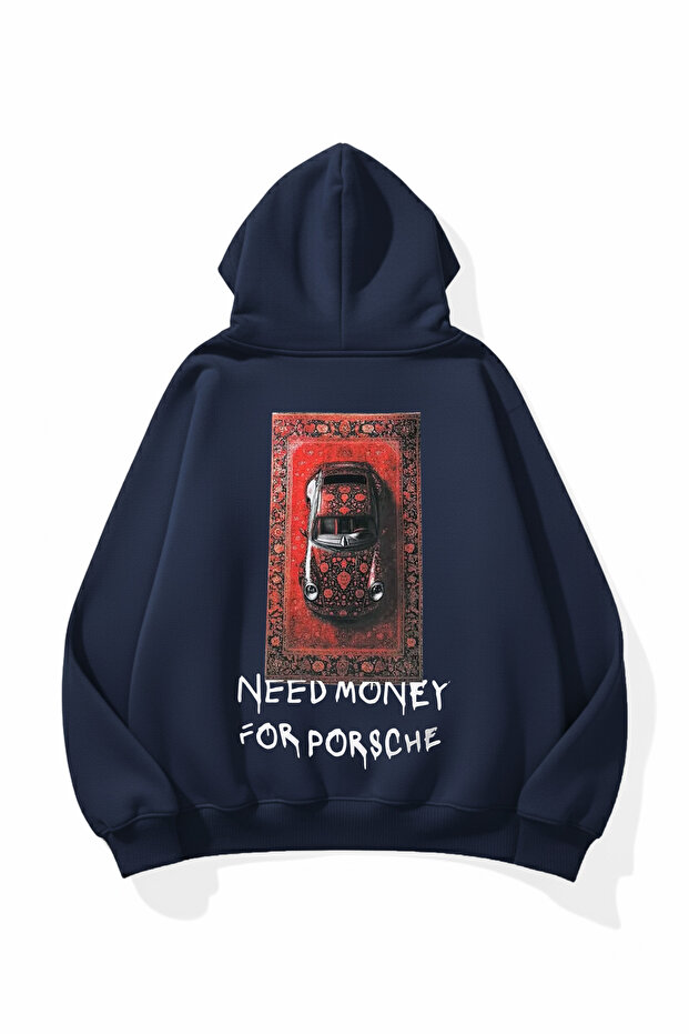 Unisex Soft Textured Need Money Printed Design Oversize 3 Thread Hoodie Sweatshirt