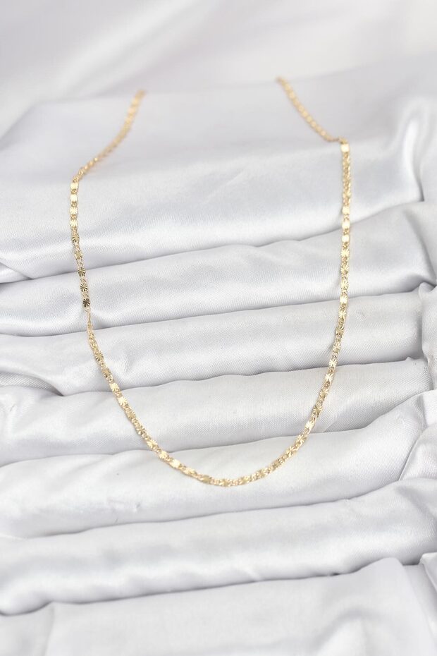 60cm Golden Brass Laser Fine Chain Women's Necklace for Elegant Necks