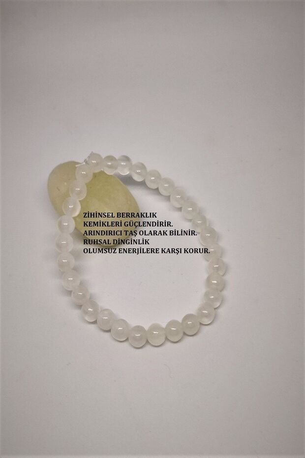 Certified 6 mm Selenite Natural Stone Bracelet