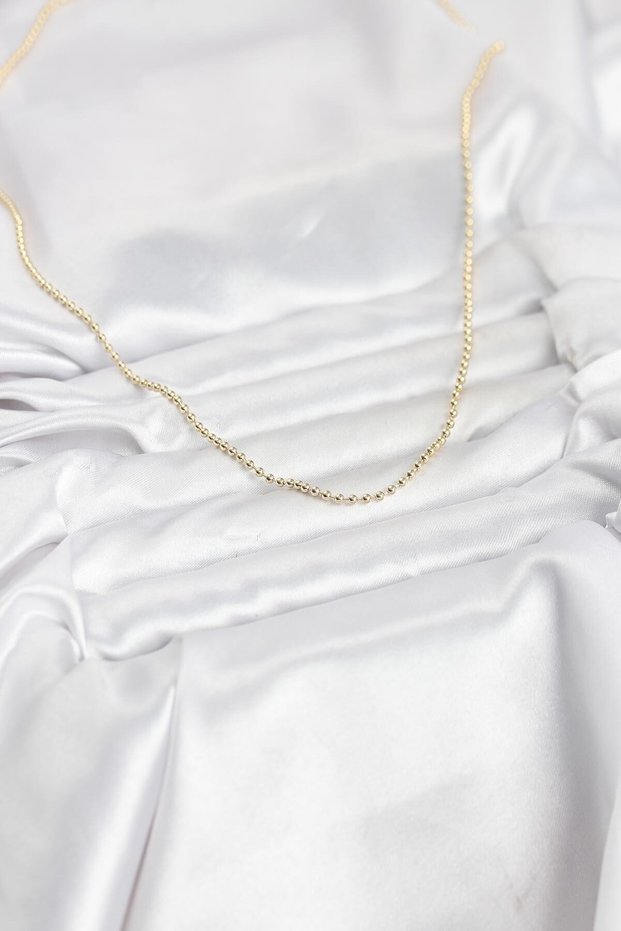 60cm golden brass ball style chain necklace for elegant women