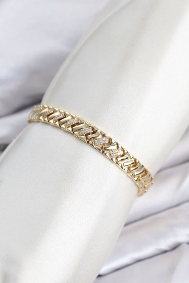 Cm Geometric Model Zircon Stone Vip Series Gold Color Brass Women's Bracelet
