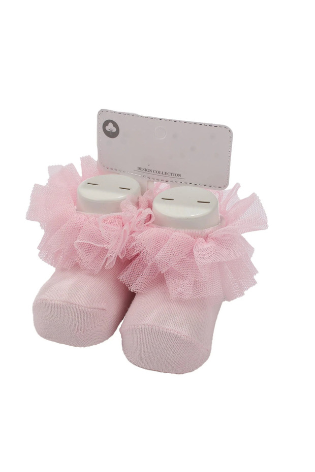 Baby Girl Pink Ankle Tulle Socks 0-6 Months
