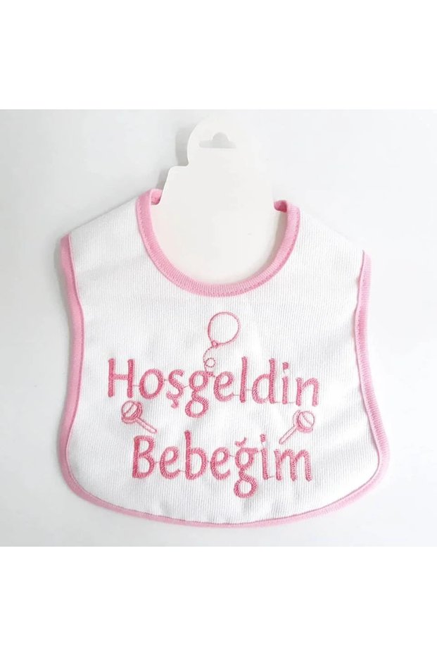 Welcome Baby Written Pink Piping Waterproof Baby Girl Apron