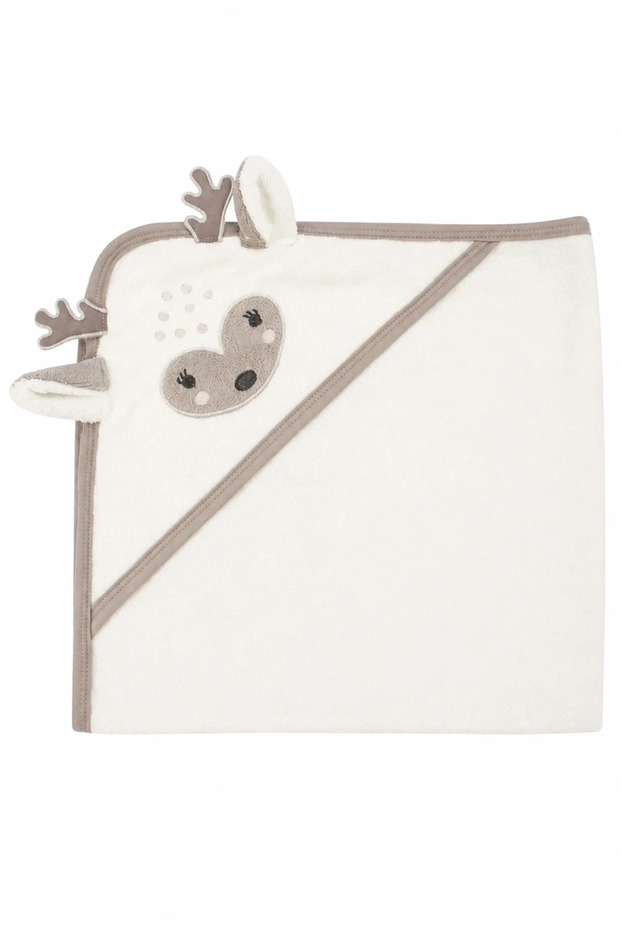 Unisex Ecru Brown Ribbed Deer Ear and Horn Towel 75*80 cm