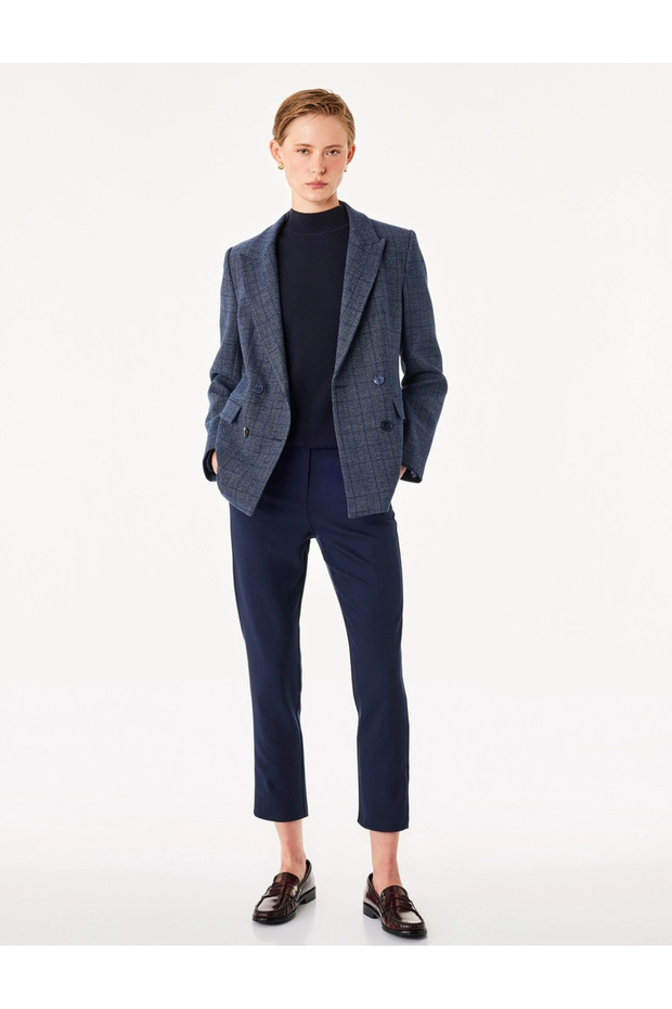 Buttoned Slim Fit Regular Waist Cigarette Pants with Pockets